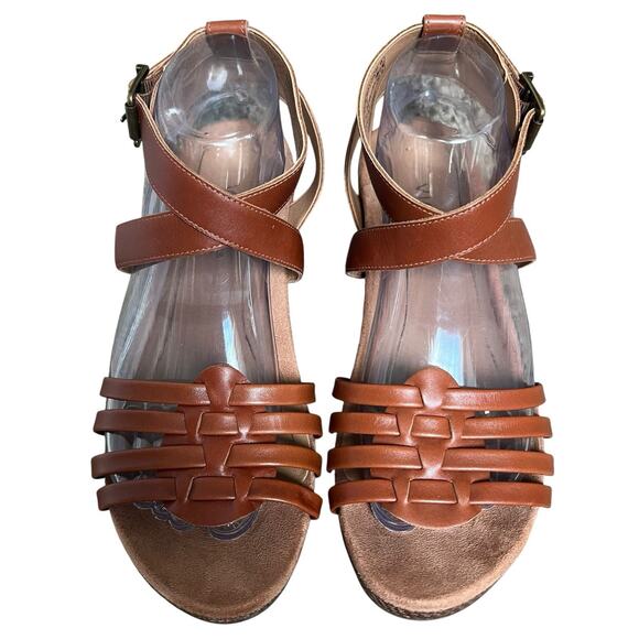 Vionic Clarissa Brown Leather Wedge Sandals Size 9 Strappy - Picture 3 of 14